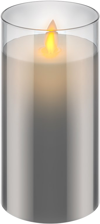 LED ekte vokslys i glass, 7,5 x 15 cm