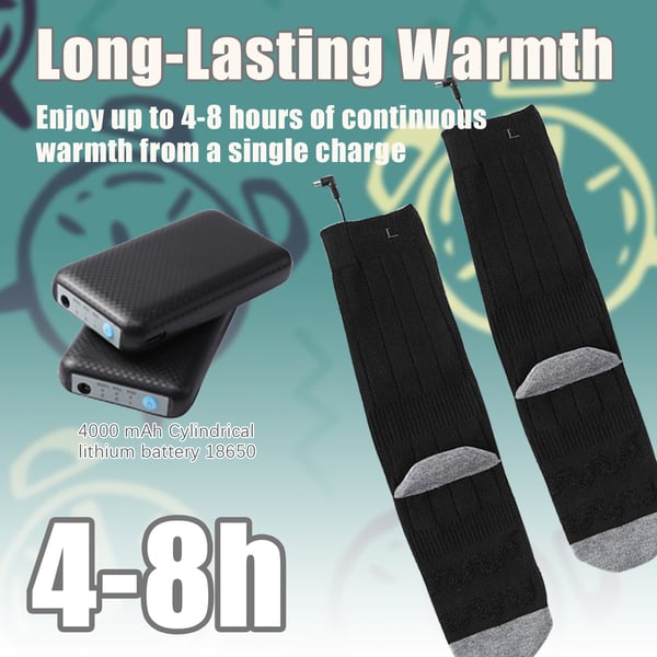 Akkulämmitteiset sukat kaukosäätimellä 4000 mAh Black M