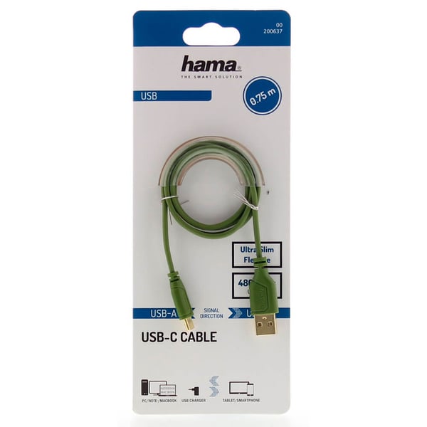 Kabel USB-C Flexi-Slim USB-A-USB-C Guld Grøn 0,75m