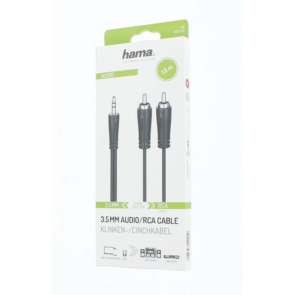 Ljudkabel 3,5-2x RCA Svart 1,5m