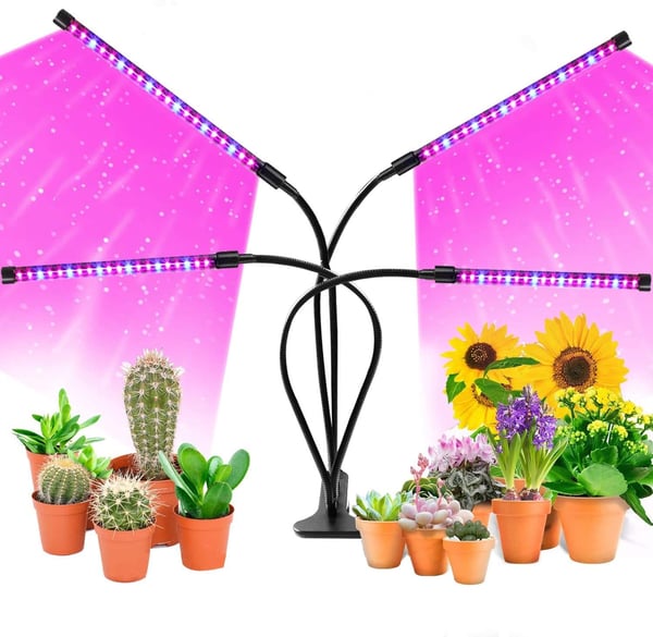 Plantelampe / vekstbelysning med 4 fleksible LED-lysstoffrør 2-pack