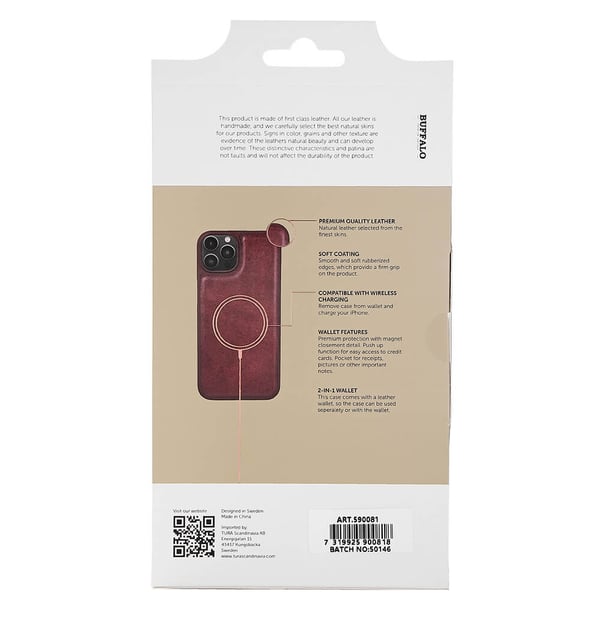 2in1 Wallet Leather 3 card iPhone 14 Plus Brown