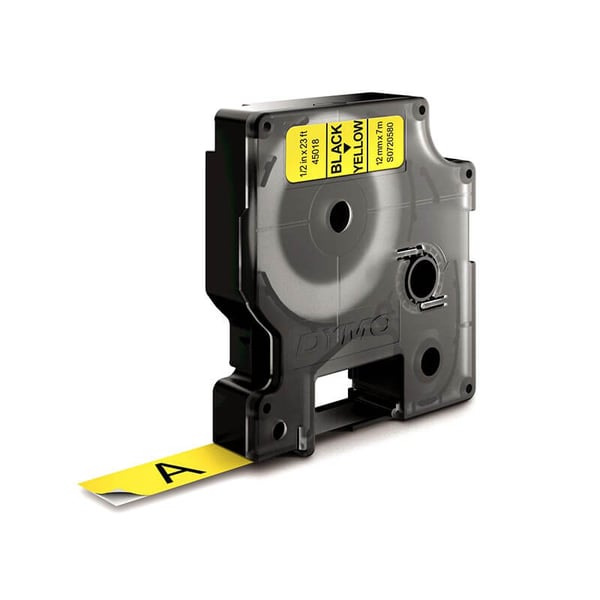 Farvetape S0720580 45018 12mm Sort på Gul
