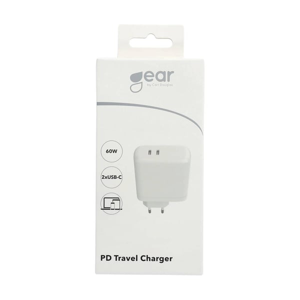Charger 220V 2xUSB-C White PD 60W (PD 30W+PD30W)