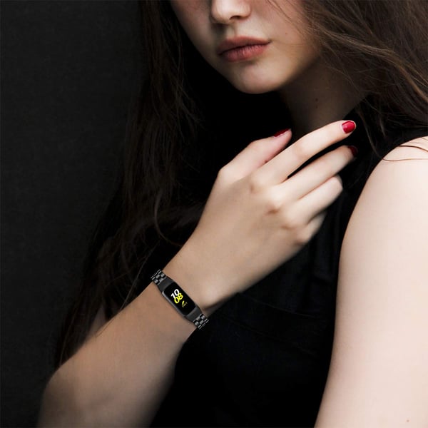 Kompatibel med Samsung Galaxy Fit 2 SM-R370 erstatningsarmbånd i rustfritt stål - Svart Black Samsung SM-R370