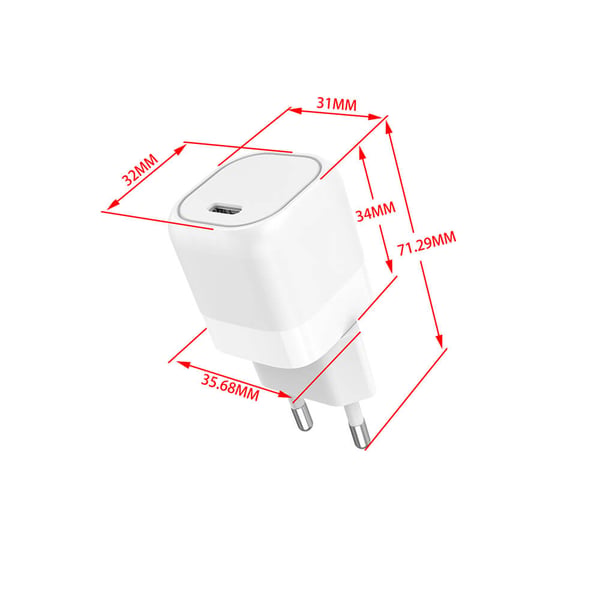 Lader 220V 1xUSB-C PD/PPS 25W, Kabel USB-C-USB-C 1m