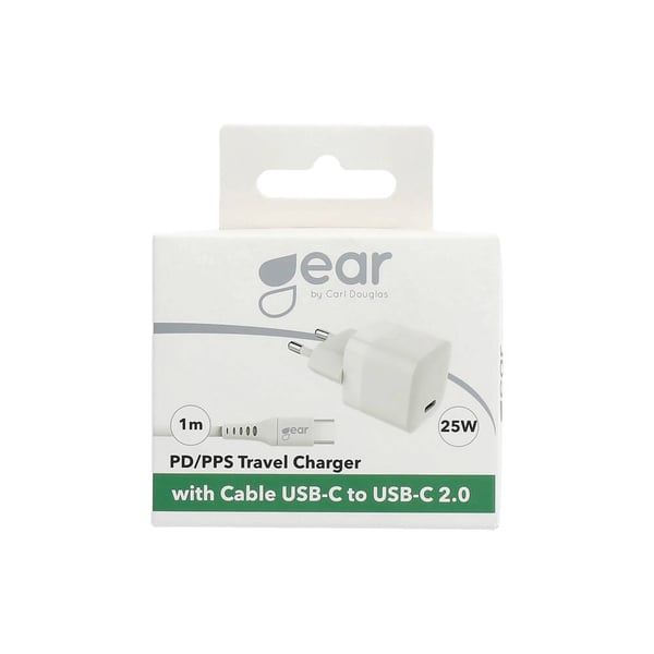Lader 220V 1xUSB-C PD/PPS 25W, Kabel USB-C-USB-C 1m