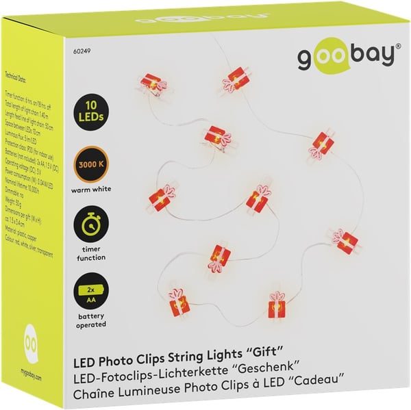 10 LED fotoklipp lysstreng "Gave"
