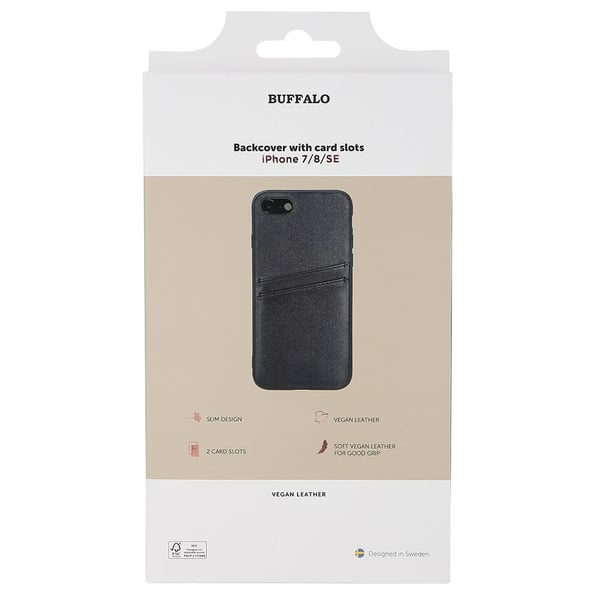 Mobil Cover PU Sort - iPhone 7/8/SE