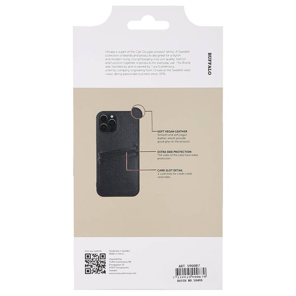 Mobildeksel PU 2 Kort iPhone 12/12 Pro Svart