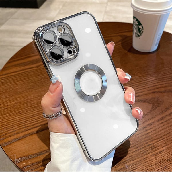Telefondeksel med kameralinsedeksel Silver iPhone 14