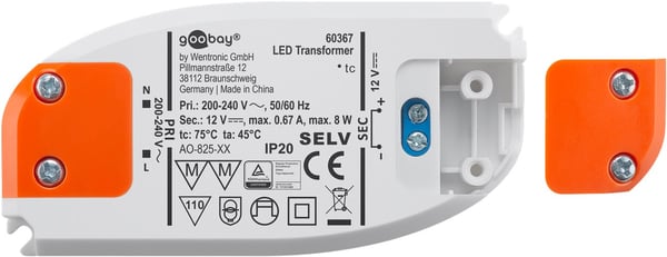 LED-transformer 12 V (DC) (DC), 8 W