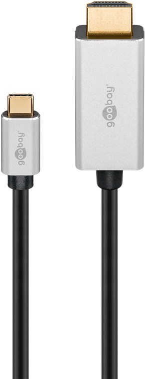USB-C™ til HDMI™ kabel, 2 m, sort;sølv