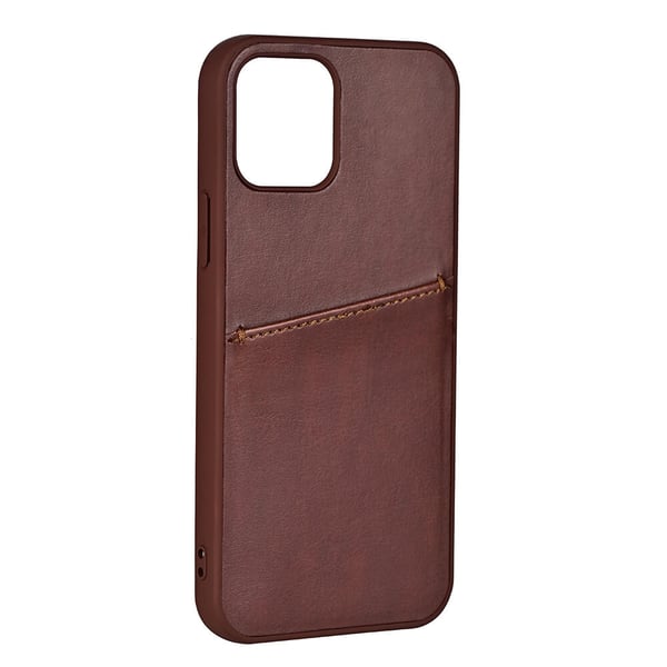 Back cover PU 2 card iPhone 13 Mini Brown