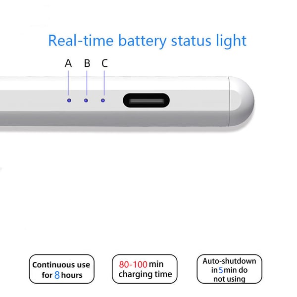Styluspenn USB-C med 2 ekstra spisser White