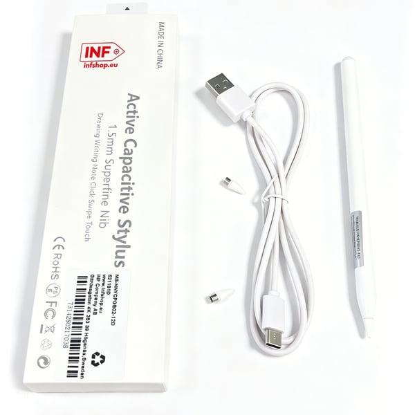 Styluspenn USB-C med 2 ekstra spisser White