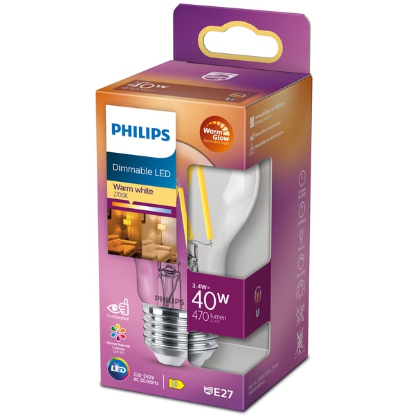 LED E27 Normal 3,4W (40W) Clear Dim WarmGl 470