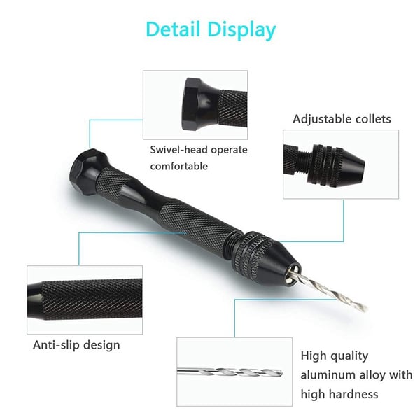 Håndbor med 10 forskjellige bits Black 0.6-2.0 mm