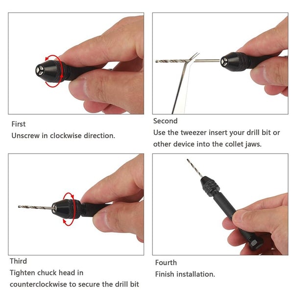 Håndbor med 10 forskjellige bits Black 0.6-2.0 mm
