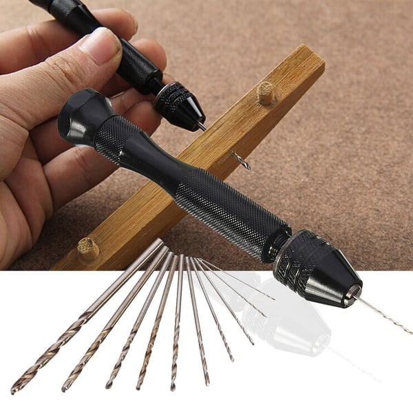 Håndbor med 10 forskjellige bits Black 0.6-2.0 mm