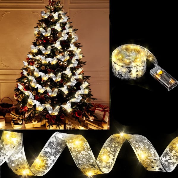 4 m Julbandsljus,  flexibel julgransdekoration Silver