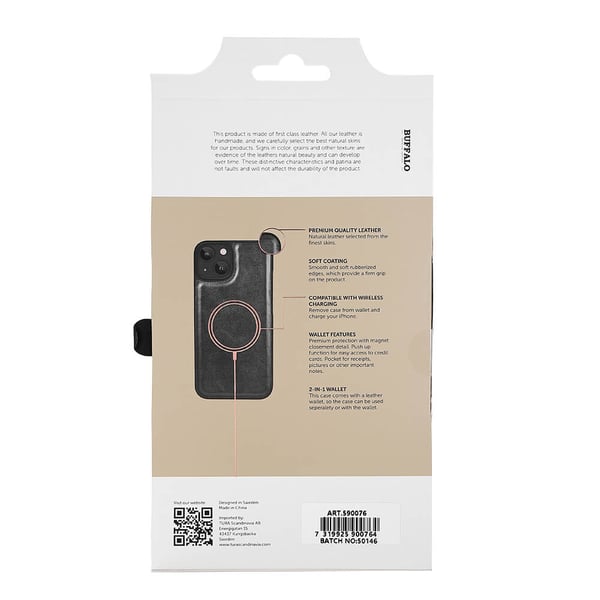 Lommebokdeksel  Svart iPhone 13/14
