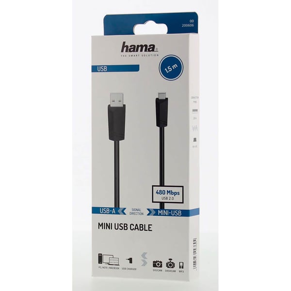 Cable USB-Mini-B to USB-A USB 2.0 480 Mbit/s Black 1.5m