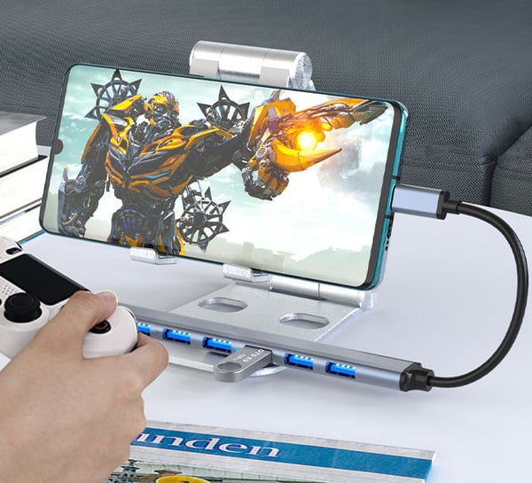 USB/USB-C Hub med 1 USB3.0 + 6 USB2.0 Silver