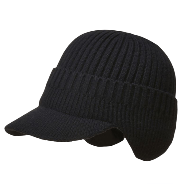 Varm lue med øreklaffer Black S