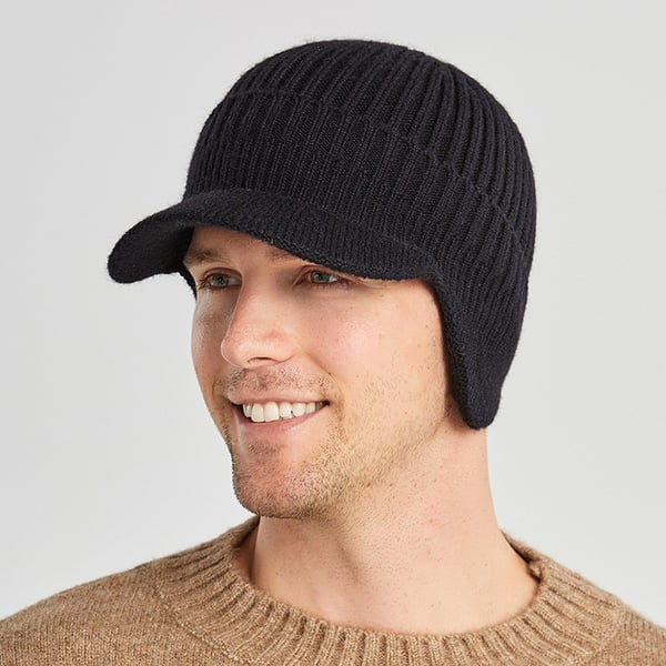 Varm mössa med öronlappar Black S