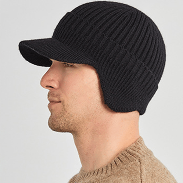 Varm mössa med öronlappar Black S