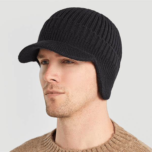 Varm mössa med öronlappar Black S