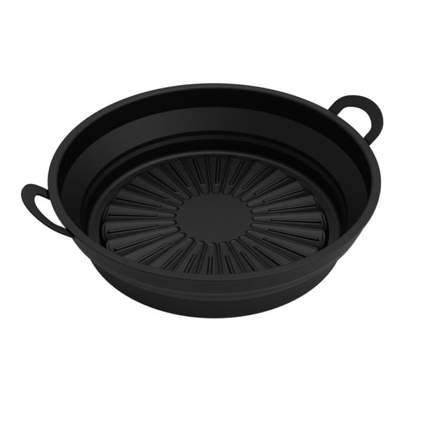 Sammenleggbar rund silikonskål for Air Fryer Black 21.6 cm