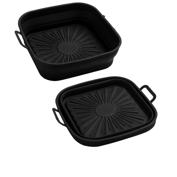 Sammenklappelig firkantet Air Fryer silikoneform 17,5 cm Black