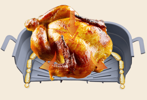 Sammenleggbar firkantet Air Fryer-silikonform 17,5 cm Grey