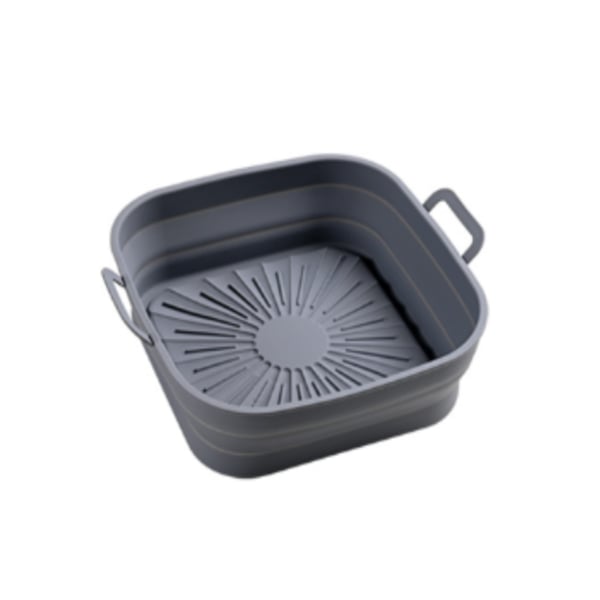 Sammenleggbar firkantet Air Fryer-silikonform 17,5 cm Grey
