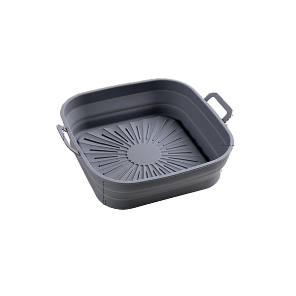 Sammenleggbar firkantet Air Fryer-silikonform 17,5 cm Grey