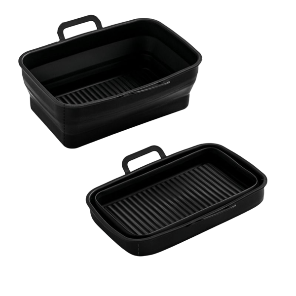 Taitettava neliön muotoinen Air Fryer silikonimuotti 19,5x12,7x7 cm Black