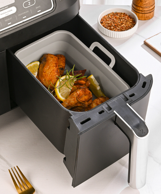 Sammenleggbar firkantet Air Fryer silikonform 19,5x12,7x7 cm Grey