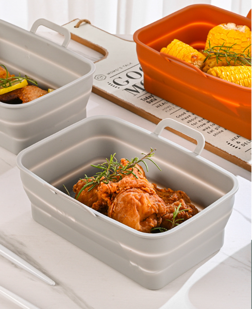 Sammenleggbar firkantet Air Fryer silikonform 19,5x12,7x7 cm Grey