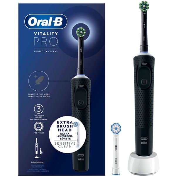 Elektrisk tandbørste Vitality Pro Sort Ekstra Refill Elektrisk tandbørste Vitality Pro Sort Ekstra Refill