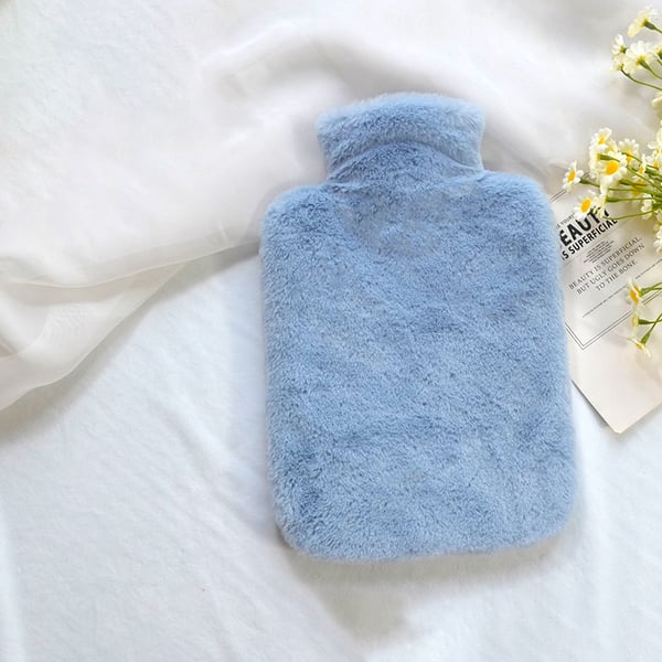 Kuumavesipullo pehmeällä kannella Blue 1 L