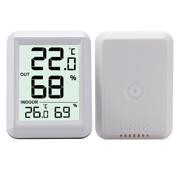 Indendørs/udendørs trådløst termometer og hygrometer White