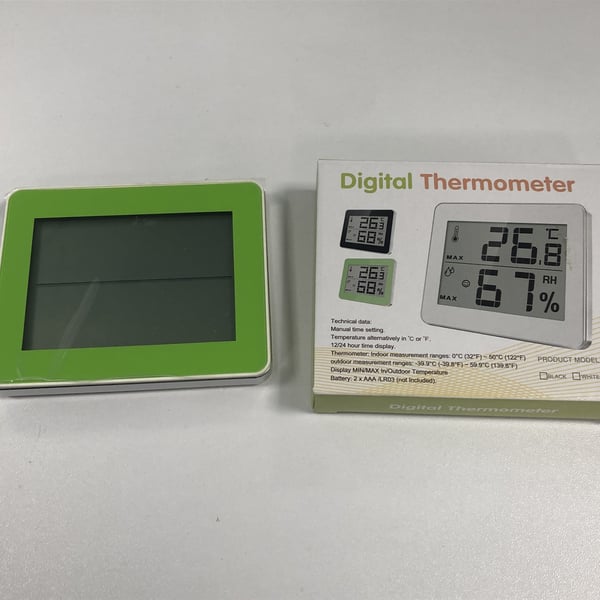 Digital Inomhustermometer, Hygrometer Green