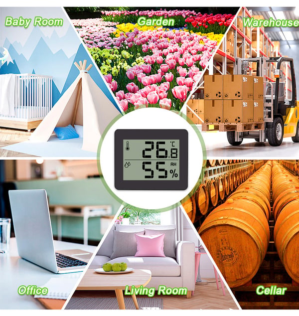 Digital Inomhustermometer, Hygrometer Green
