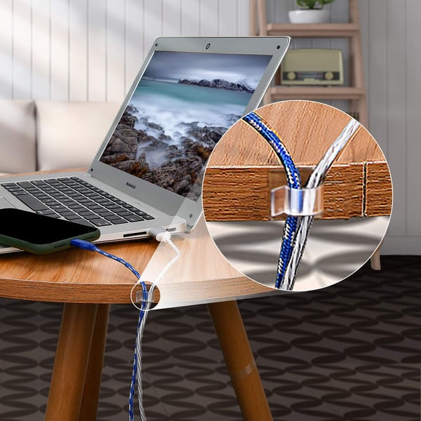 Selvklebende kabelholder, 50-pakning Transparent