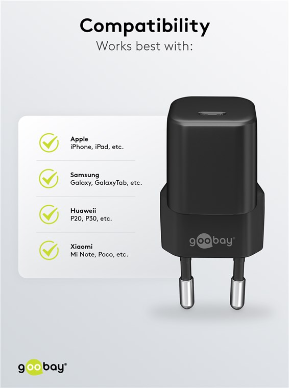 USB-C™ PD GaN hurtigoplader Nano (30 W) sort