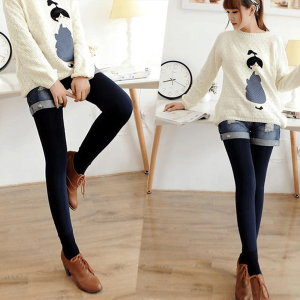 Termiske leggings - varmforede vinterleggings DarkBlue