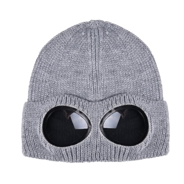 Stickad Mössa med Skyddsglasögon Grey