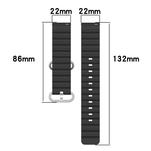 Klokkereim i silikon Black Samsung Galaxy Watch 3 45 mm, Huawei Watch GT3 Pro 46 mm, Huami Amazfit GTR 3, Xiaomi Watch S1 Active, Garmin Forerunner 255